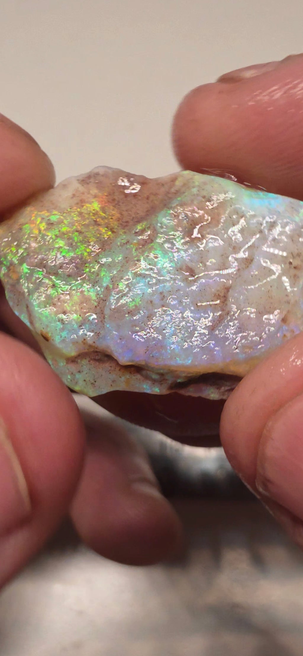 Blue green crystal chunk 20.35CTS HPT12